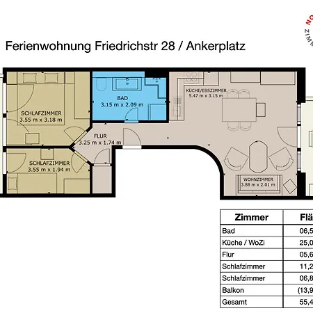 아파트 Friedrichstr 28, 1 Ankerplatz